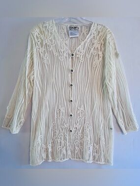 VALENTI Vintage Sheer Lace Whimsigoth Blouse M